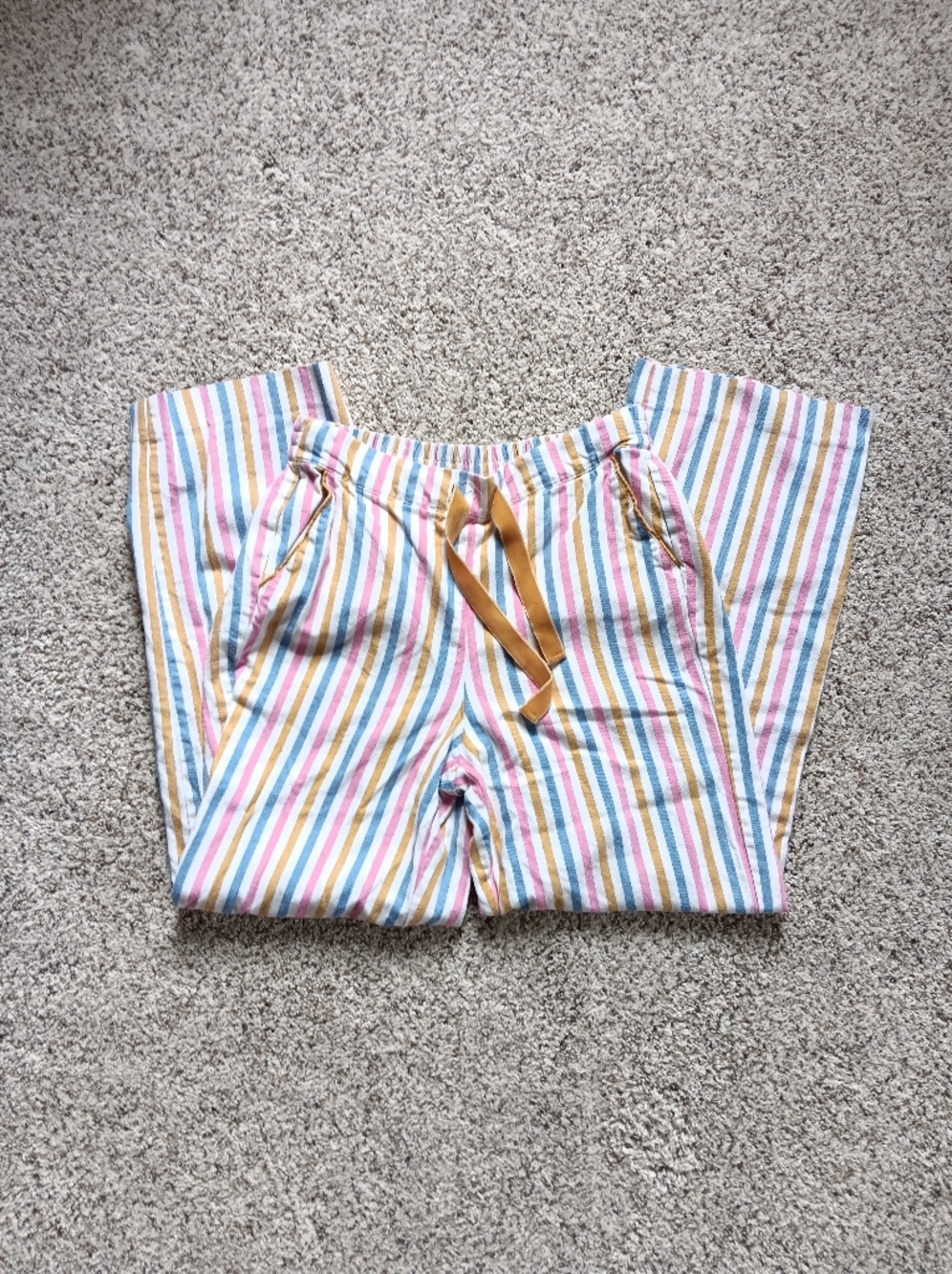 Boden White Pink Blue Yellow Striped Pajama Pants US 6 Small